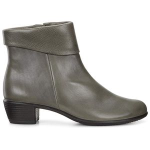 Ecco Grey Leather Slouch Low Heel Bootie